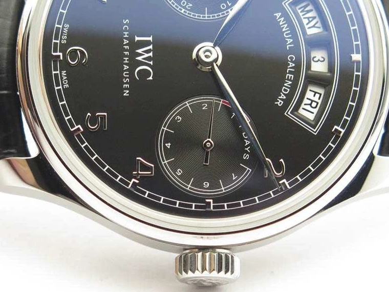 MIROTIME 0328 Portuguese Real PR Real Annual Calendar IW5035 YLF 1:1 Best Edition Black Dial On Leather Strap A Soft 7240